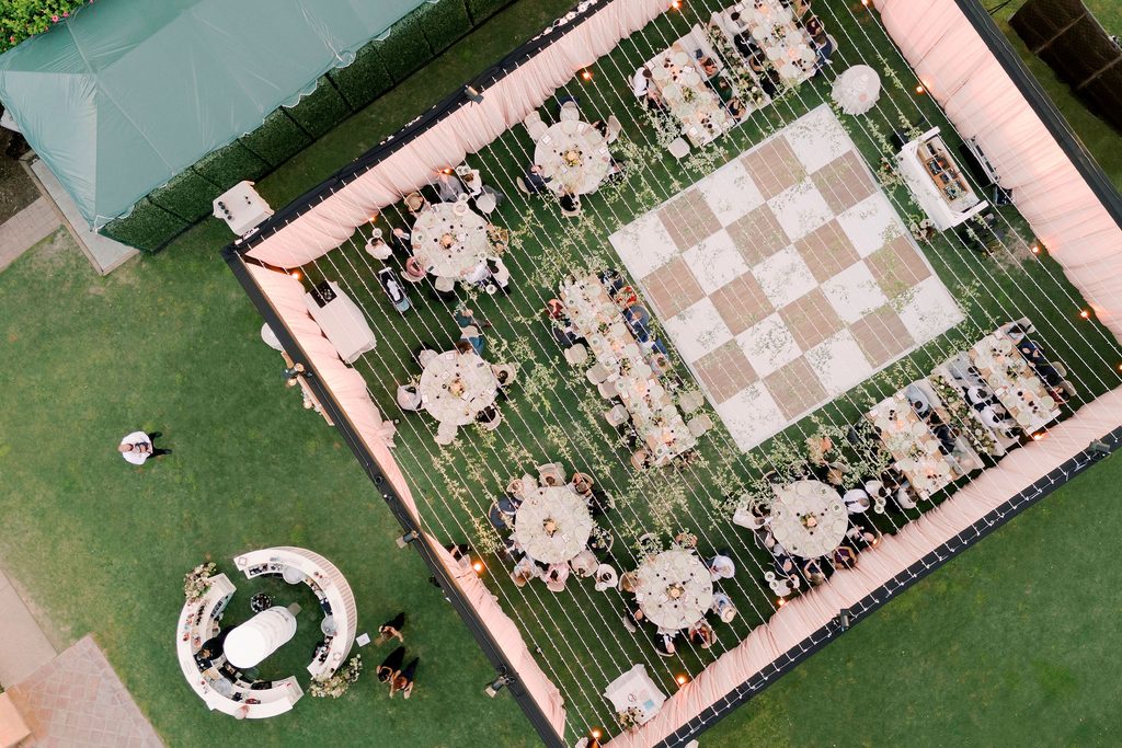 Aerial view of the Croquet Lawn at Rancho Valencia Resort and Spa in Rancho Santa Fe